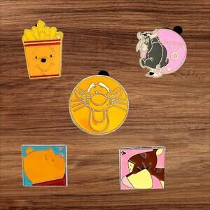 5 Winnie the Pooh, Tigger, Eeyore Disney Parks Trading Pins, Plus 2 Bonus Pins